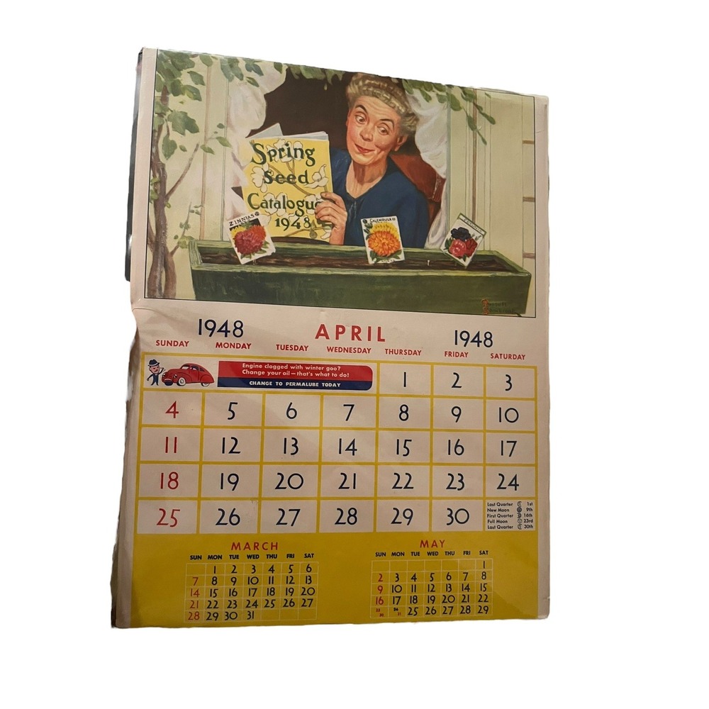 1948 "Esso‎ Gasoline" Ad Calendar Original Print by Russell Sambrook *